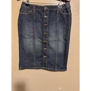 Vintage Apt 9 Y2K Women's Medium Blue Denim Button-Front Skirt